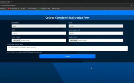 College Complaint Registation System in Python Django