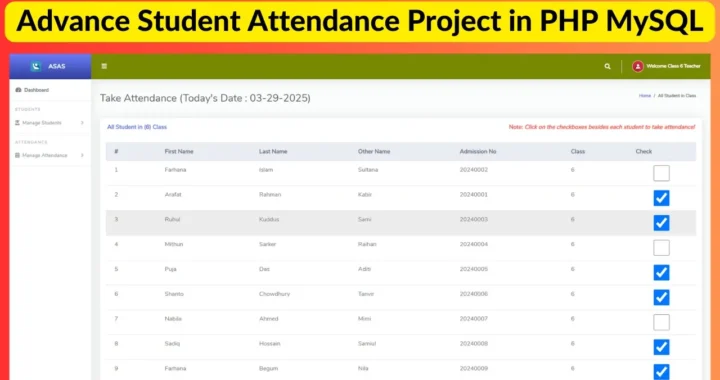 Student Attendance Management System Project in PHP MySQL V2
