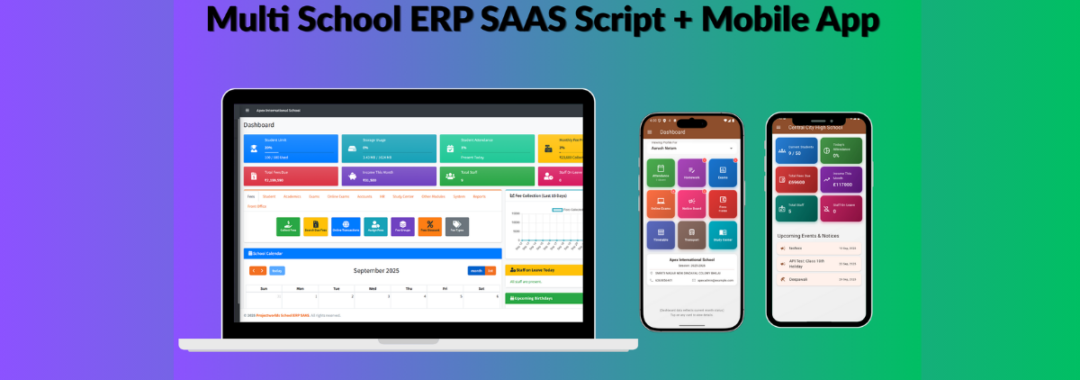 ProjectWorlds Multi School ERP SAAS Script Mobile App