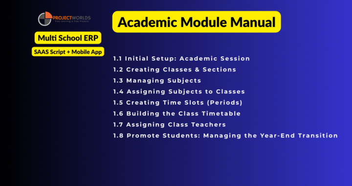 Academic Module ProjectWorlds Multi School ERP SAAS